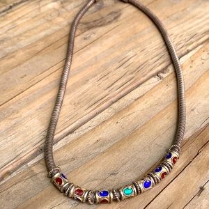 Multi-Colored Silver Necklace